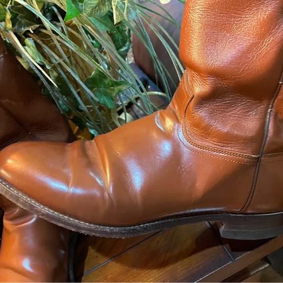 RARE FIND Men Vintage Leather cognac Roper Boots By Justin Size 11 Rodeo Western - Picture 11 of 12